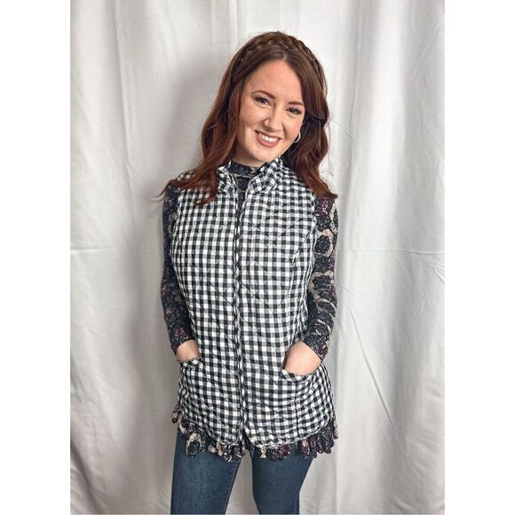 Talbots navy and white checkered vest - Picture 12 of 15